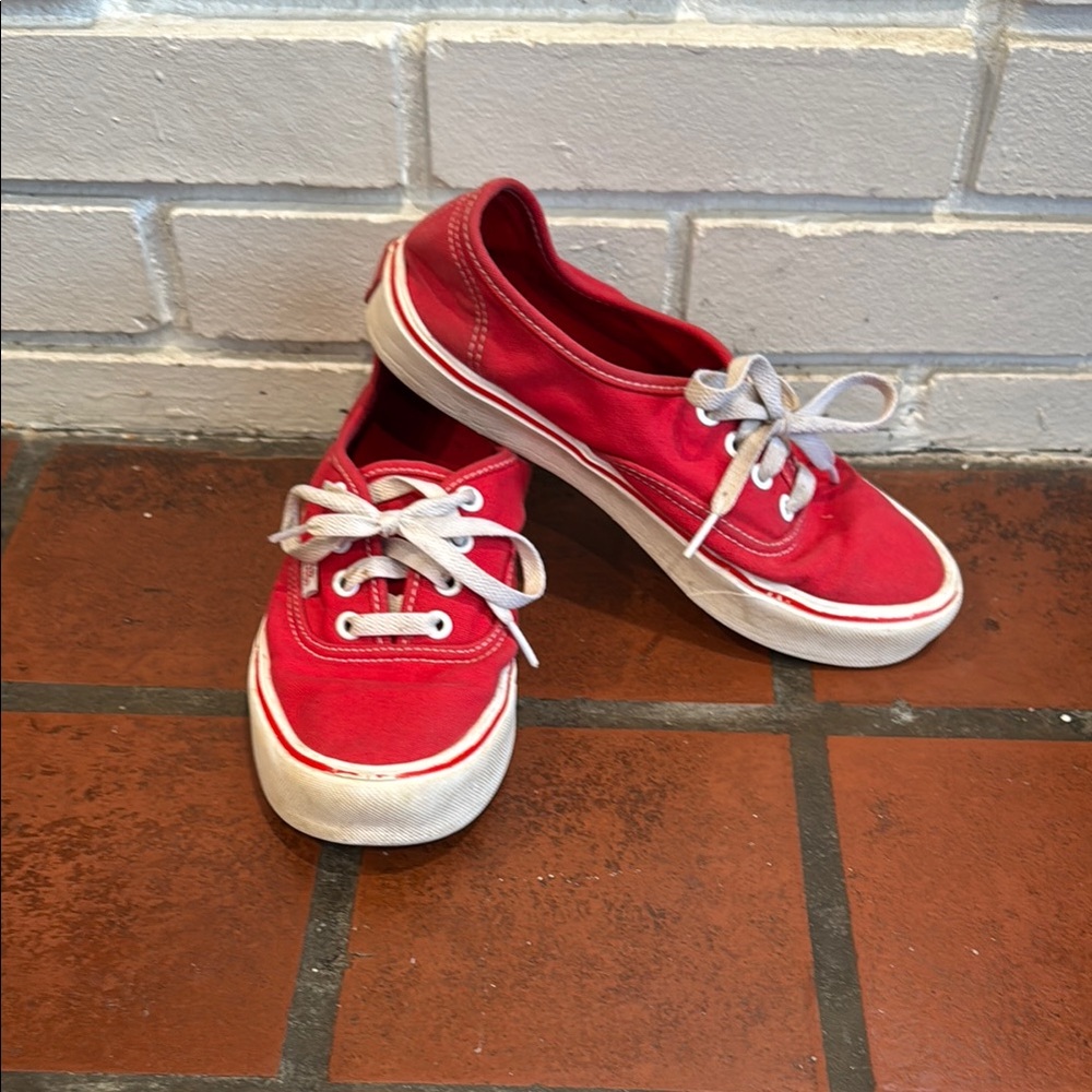 Vans Red and White Sneakers Classic Skate Style